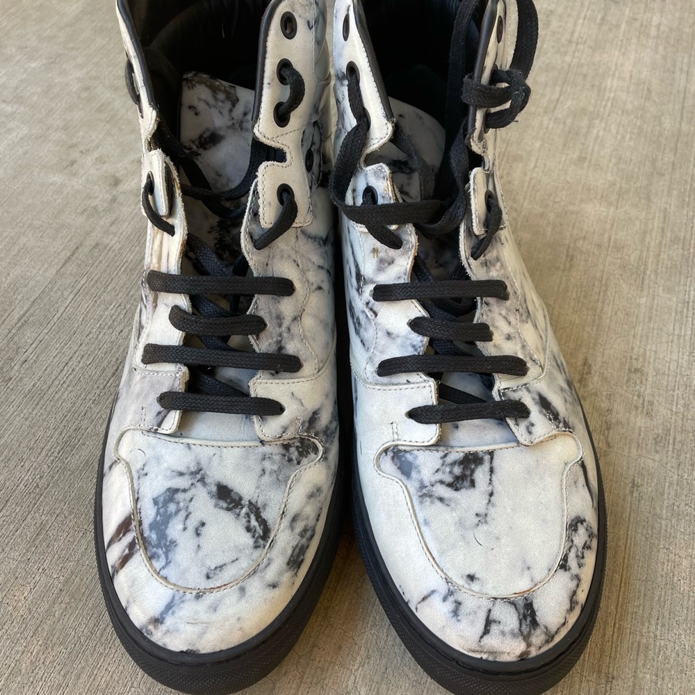 Balenciaga Marble Hightop Sneakers Size 43 White - Picture 2 of 4